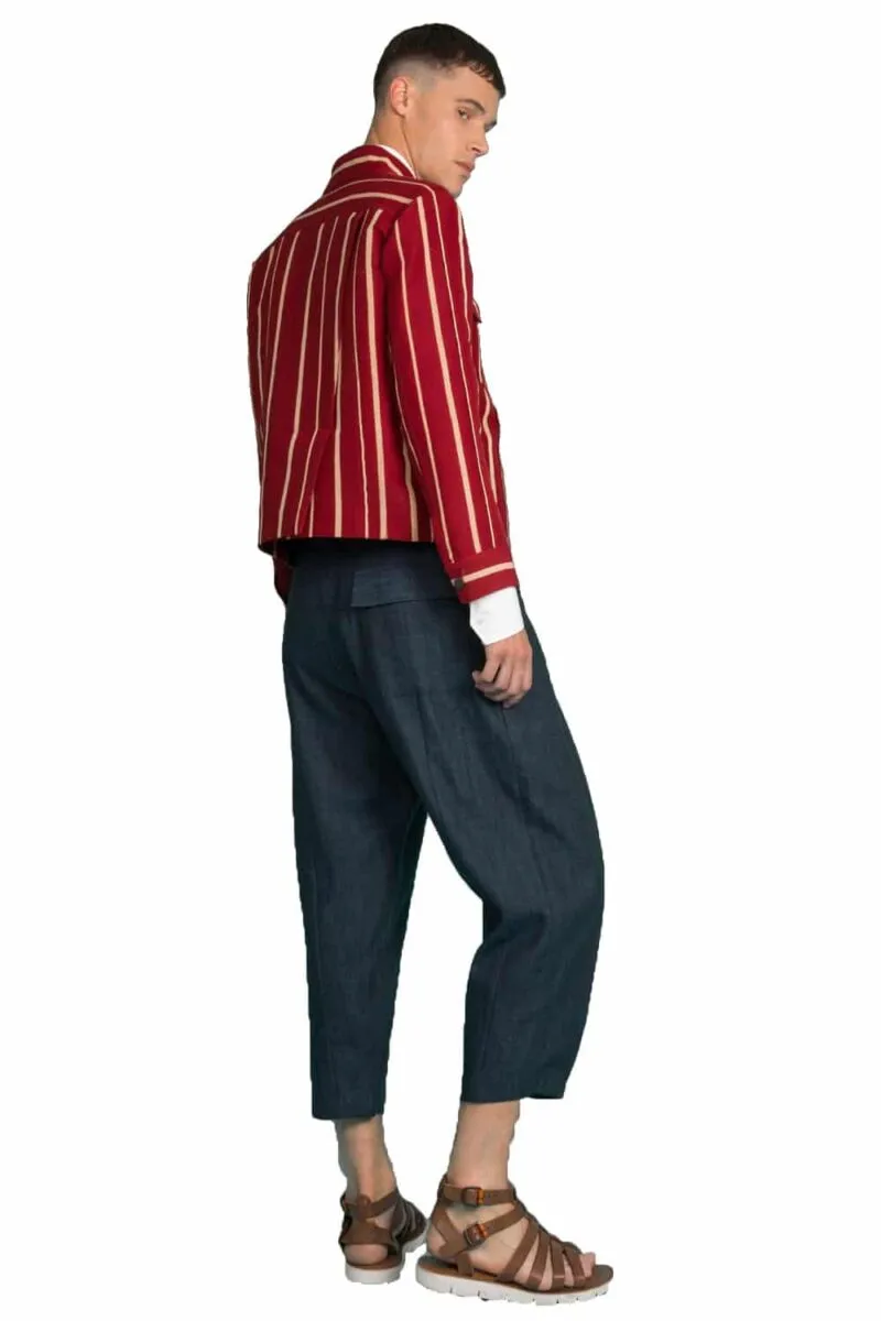 Aso-Oke Denim Jacket - Red