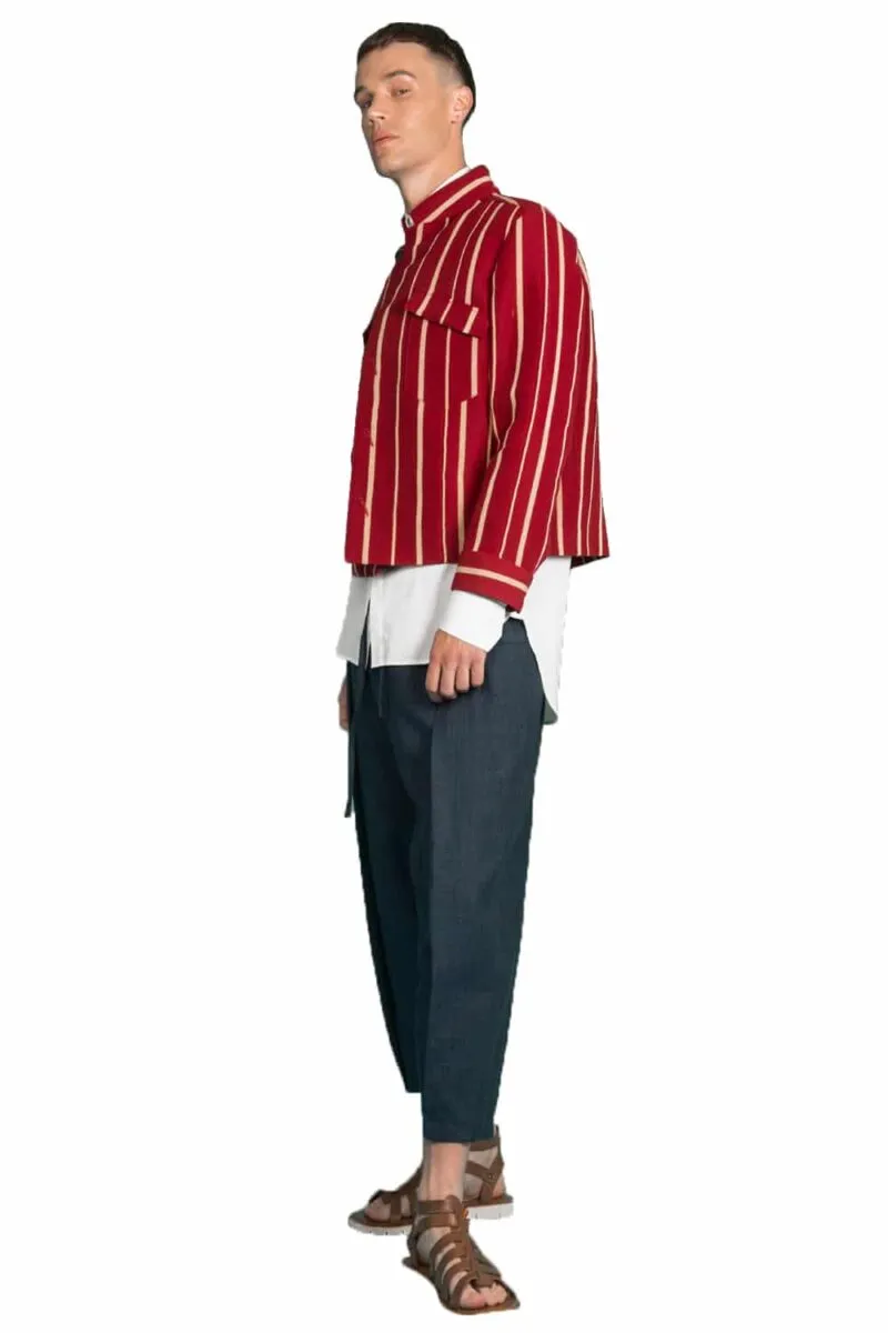 Aso-Oke Denim Jacket - Red
