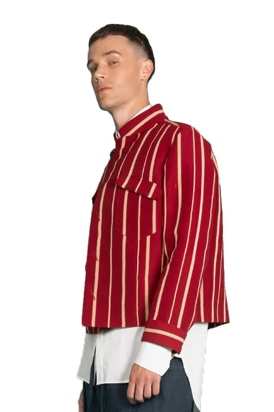Aso-Oke Denim Jacket - Red