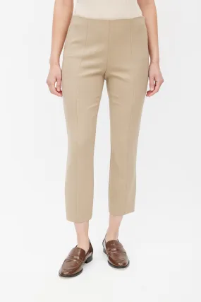 Beige Cropped Wool Trouser