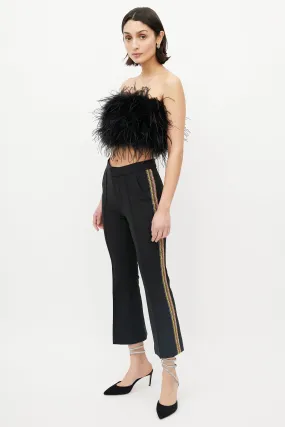 Black & Multi Diamante Stripe Cropped Trouser