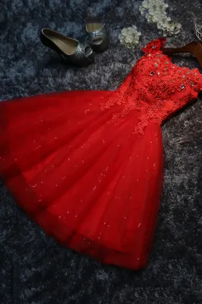 Cute Lace Short A-Line Prom Dresses Off the Shoulder Party Dresses Homecoming Dresses