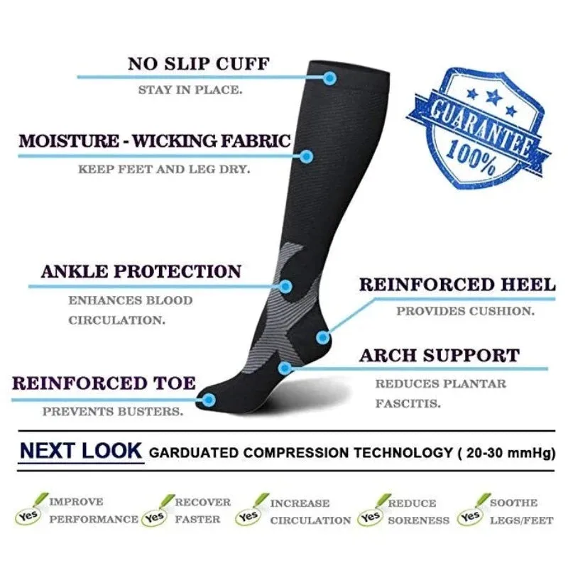Cuzcare Unisex Socks Relief Pain Breathable Stretch Compression Stockings
