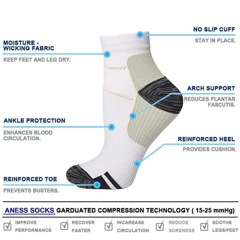 Cuzcare Women Compression Ankle Socks Heel Support Smooth Breathable Cotton Casual