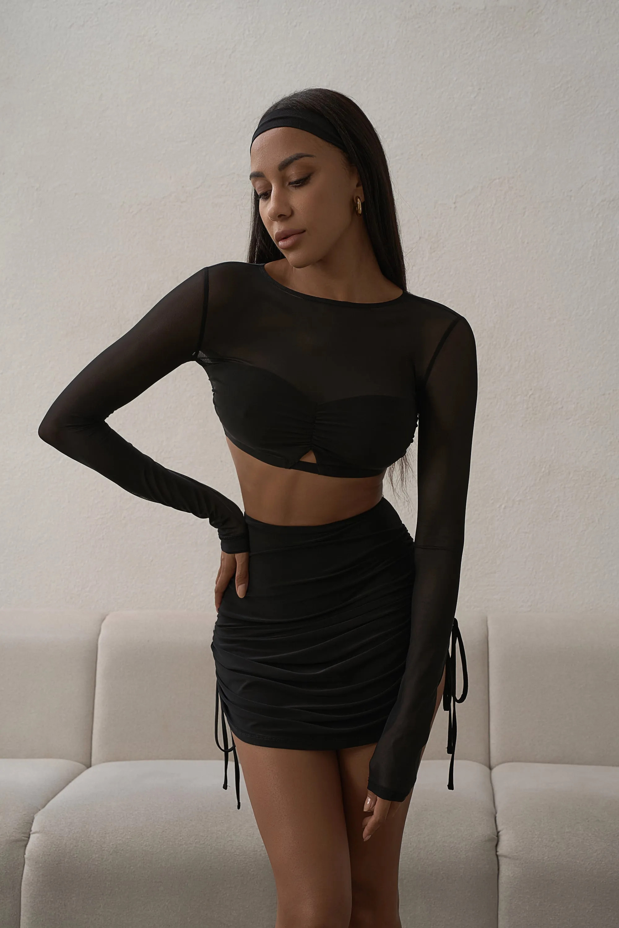 Danza Top Jane with Cropped Design and Mesh Sleeves Pra 1359