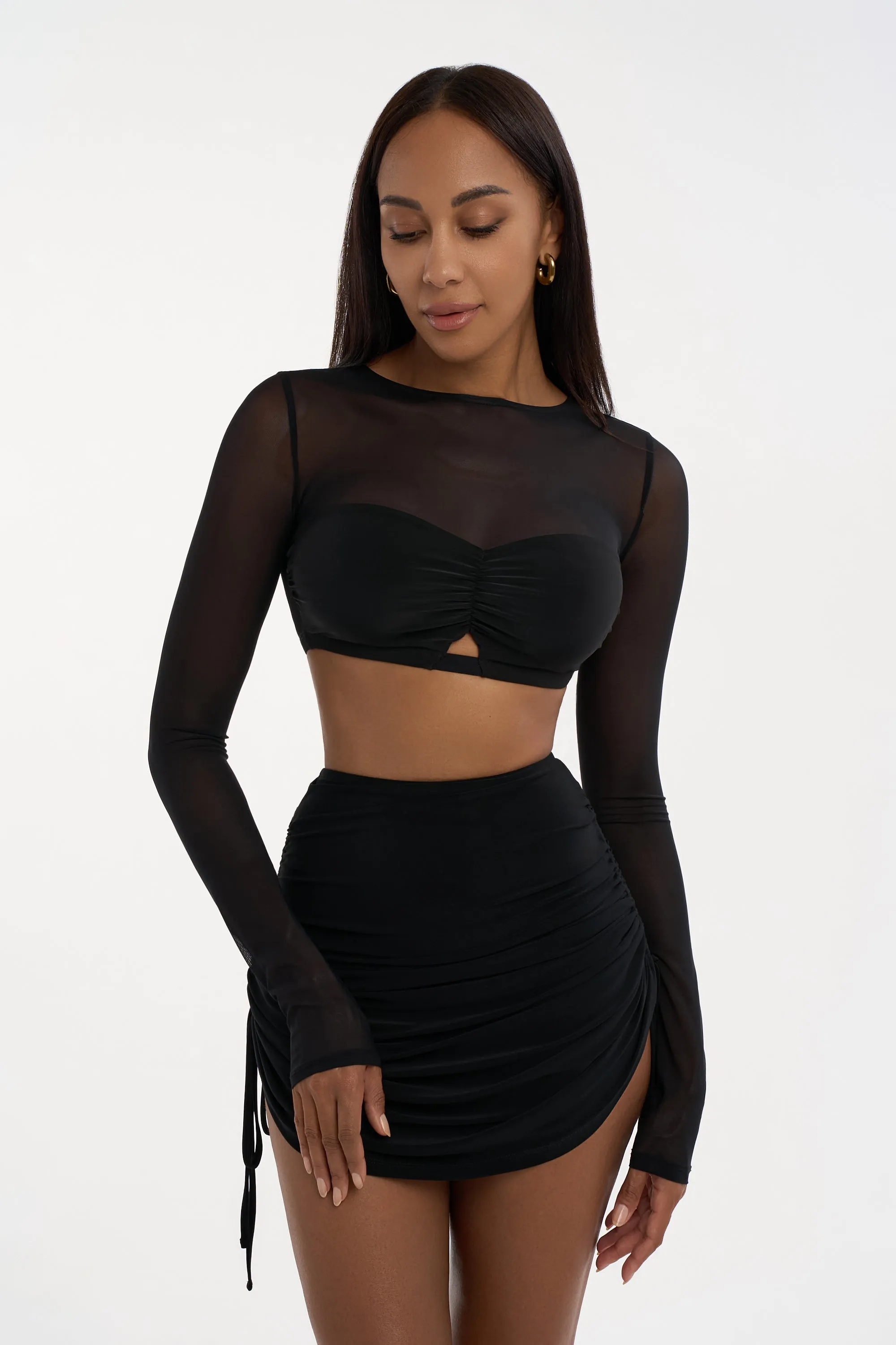 Danza Top Jane with Cropped Design and Mesh Sleeves Pra 1359