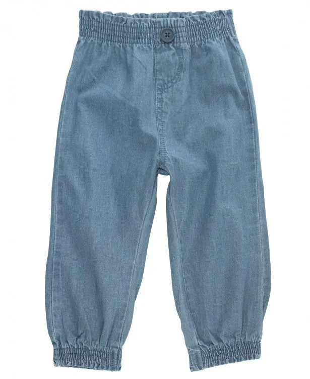 Denim Ruffle Jogger Pants