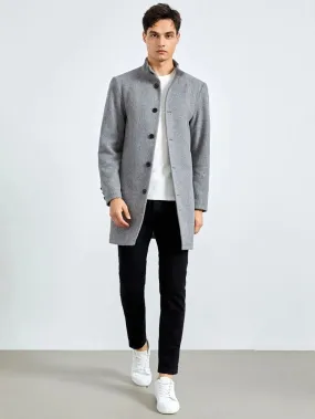 Slim Fit Grey Overcoat Jacket